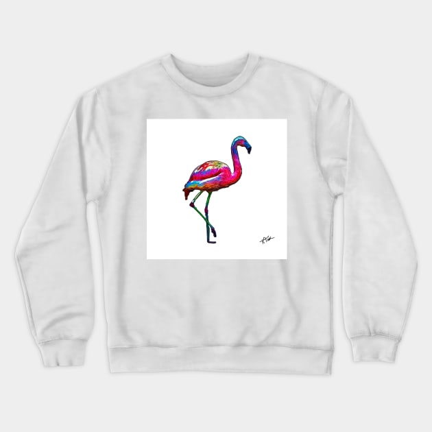One Step At A Time Abstract Flamingo Crewneck Sweatshirt by KirtTisdale